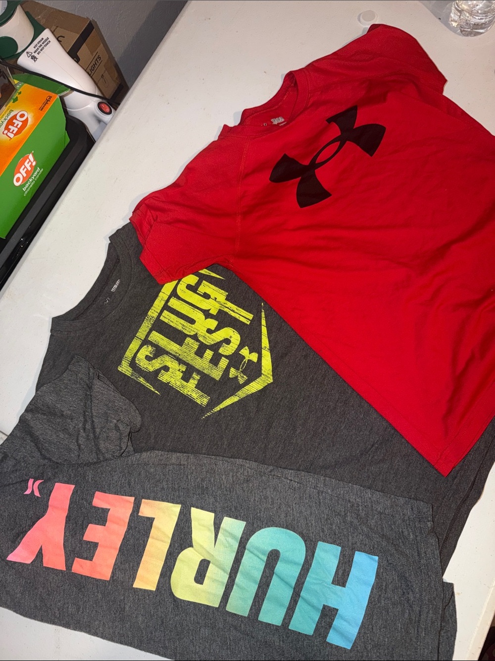 Under Armour Red Short Sleeve Tee with Black Logo - Kids